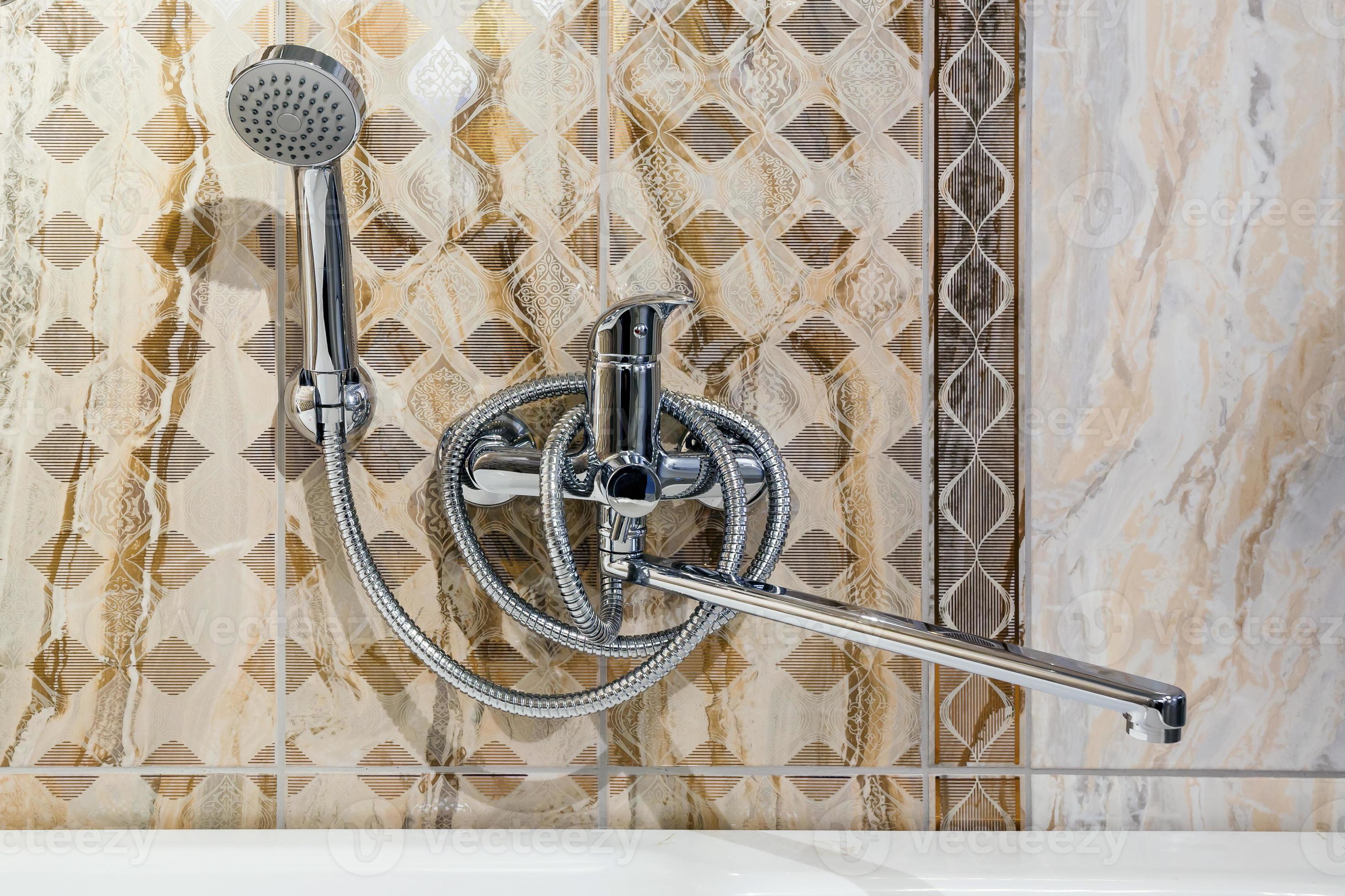 water tap sink with faucet in expensive loft bathroom. detail of a