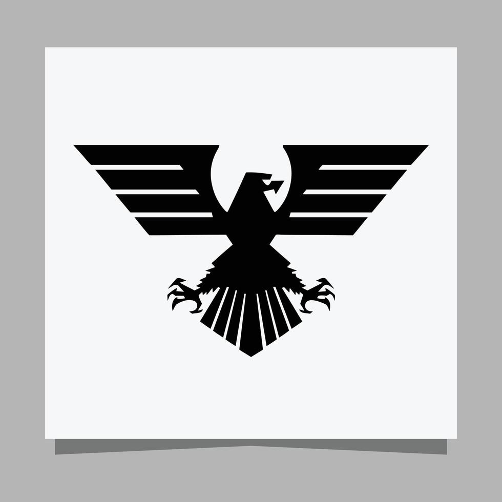 Vector illustration of a black eagle on white paper which is perfect for logos, business cards, emblems and icons.