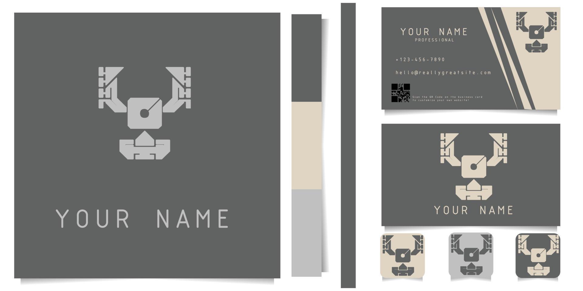 logo with business card design grey and white vector