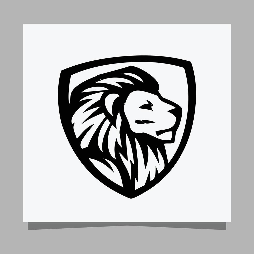 black lion logo on white paper with shadow perfect for business logos and business cards vector