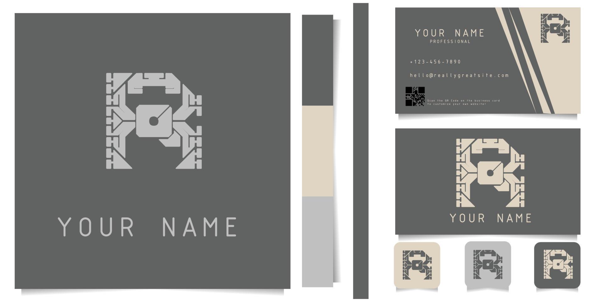 logo with business card design grey and white vector