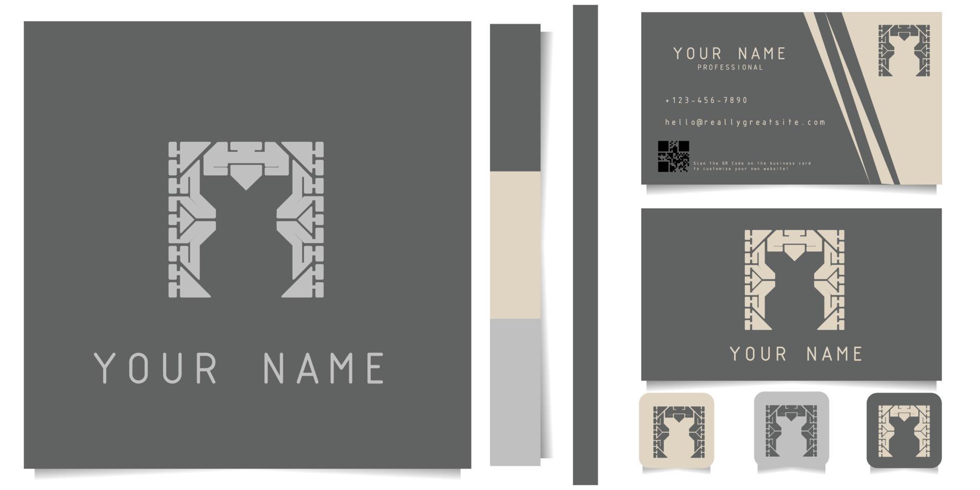 logo with business card design grey and white vector