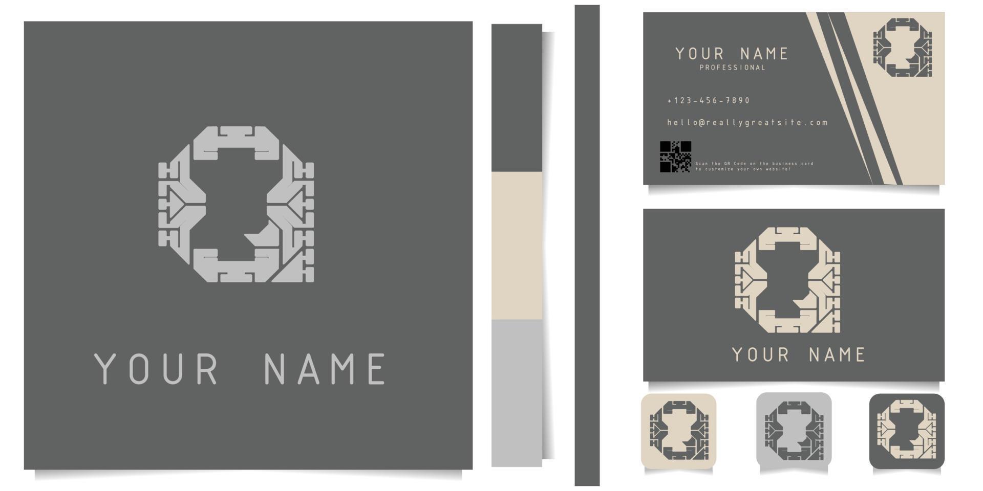 logo with business card design grey and white vector