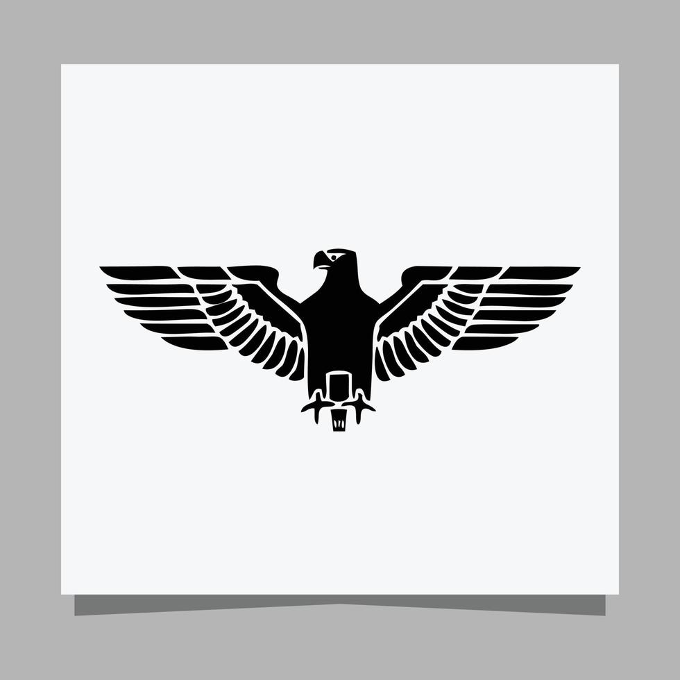 Vector illustration of a black eagle on white paper which is perfect for logos, business cards, emblems and icons.