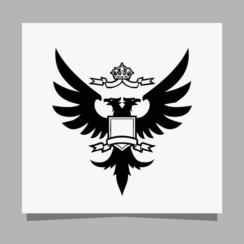 Vector illustration of a black eagle on white paper which is perfect for logos, business cards, emblems and icons.