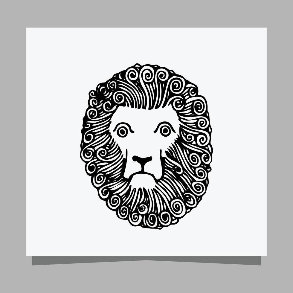 black lion logo on white paper with shadow perfect for business logos and business cards vector