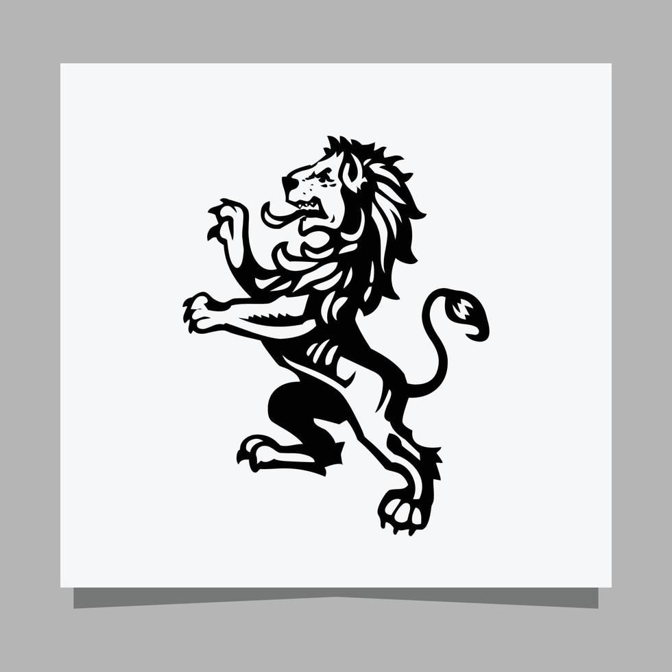 black lion logo on white paper with shadow perfect for business logos and business cards vector