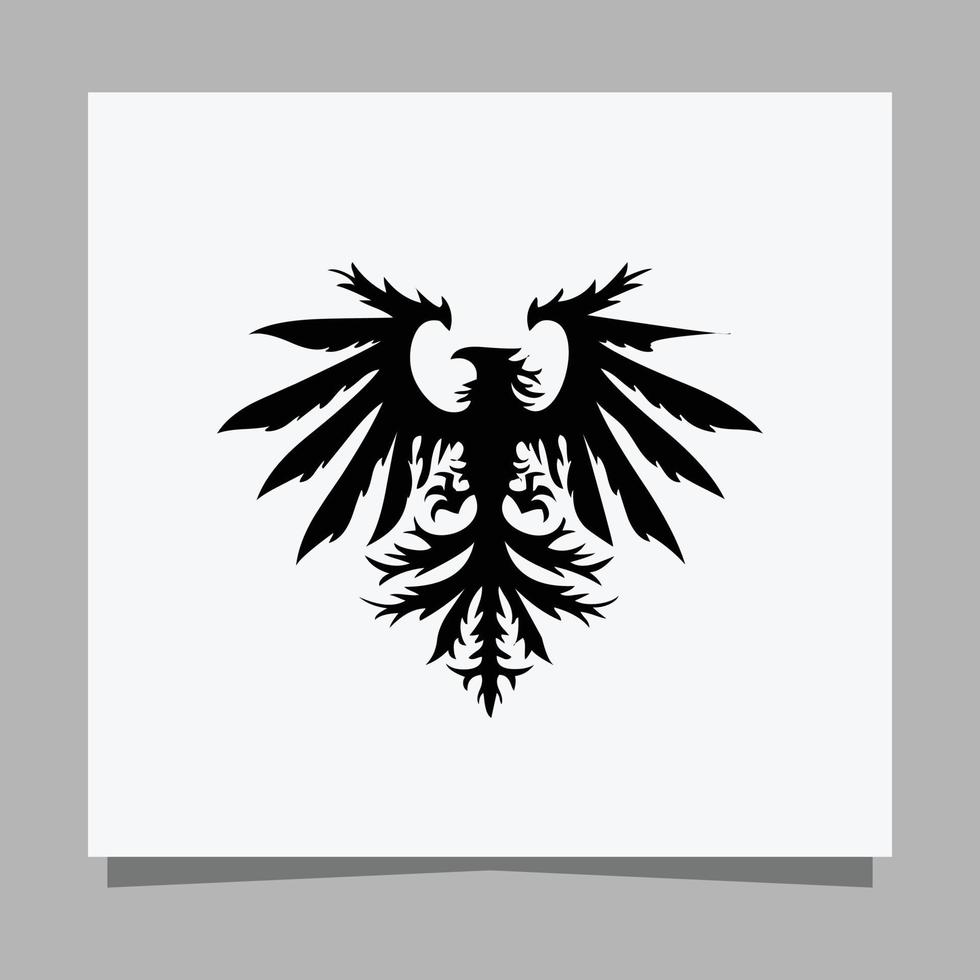 Vector illustration of a black eagle on white paper which is perfect for logos, business cards, emblems and icons.