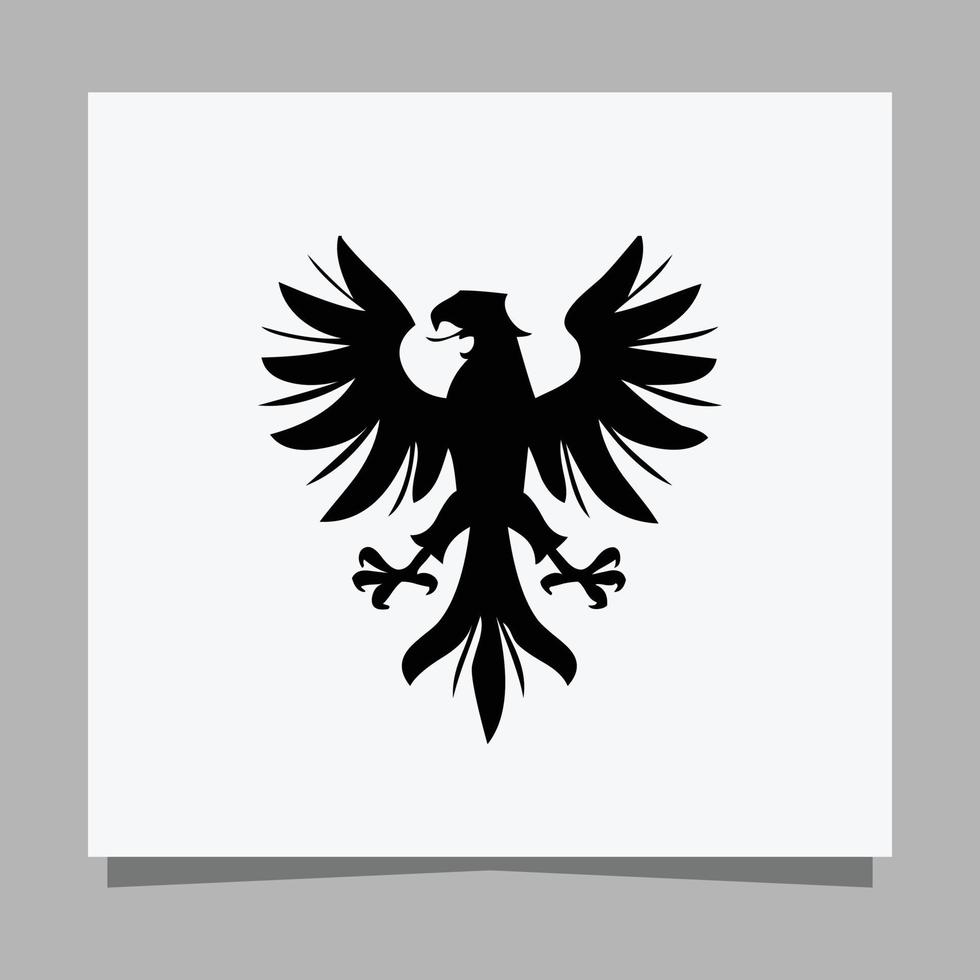 Vector illustration of a black eagle on white paper which is perfect for logos, business cards, emblems and icons.