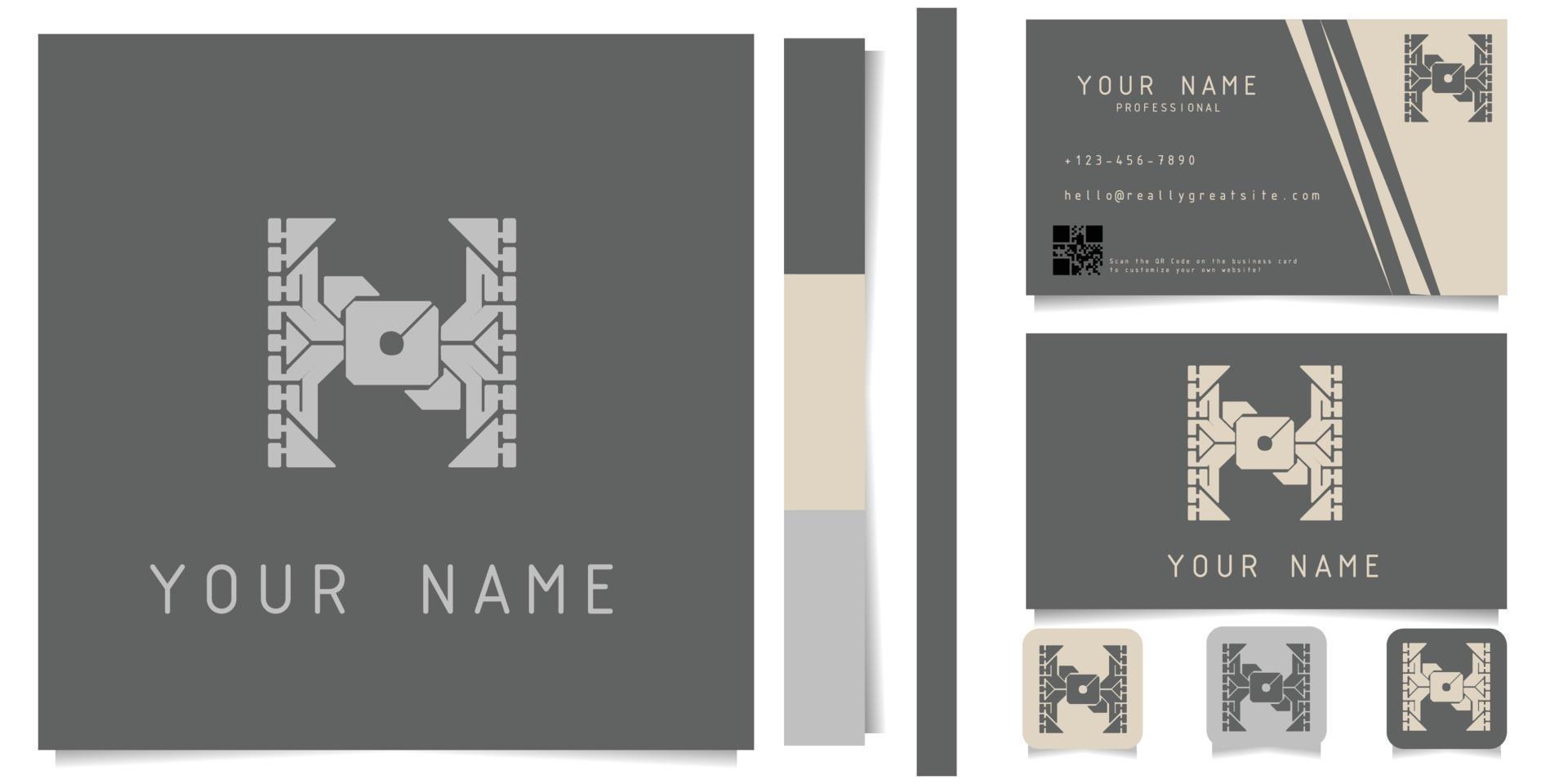 logo with business card design grey and white vector