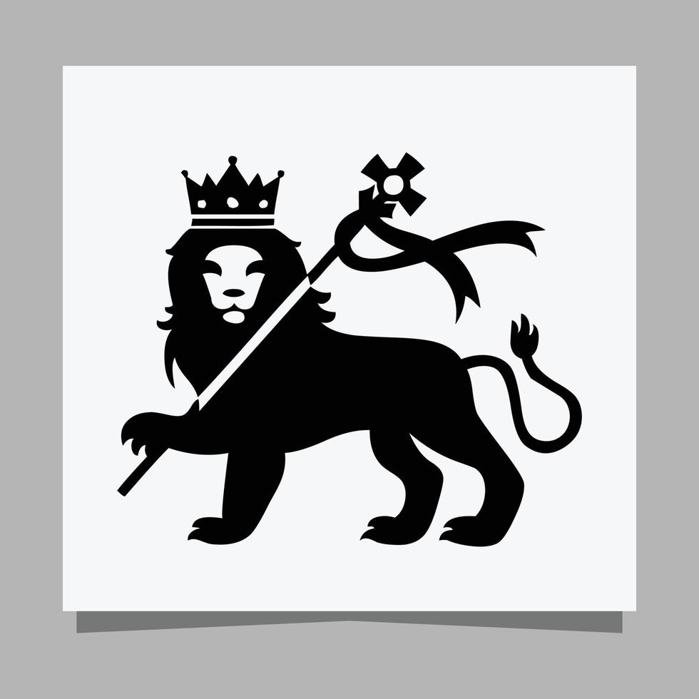 black lion logo on white paper with shadow perfect for business logos and business cards vector