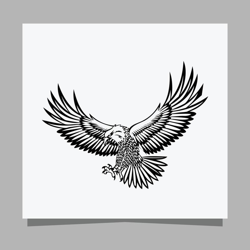 Vector illustration of a black eagle on white paper which is perfect for logos, business cards, emblems and icons.