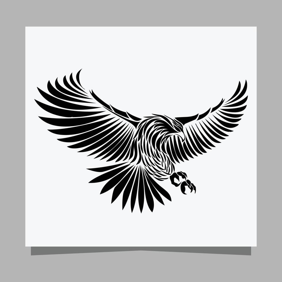 el águila negra vectorial sobre papel blanco es perfecta para logotipos, ilustraciones, pancartas, volantes, fondos de pantalla vector