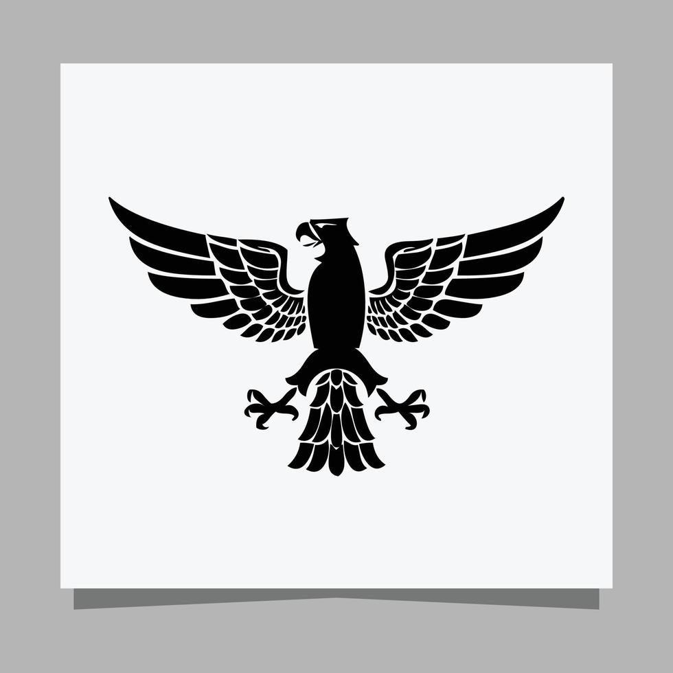 Vector illustration of a black eagle on white paper which is perfect for logos, business cards, emblems and icons.