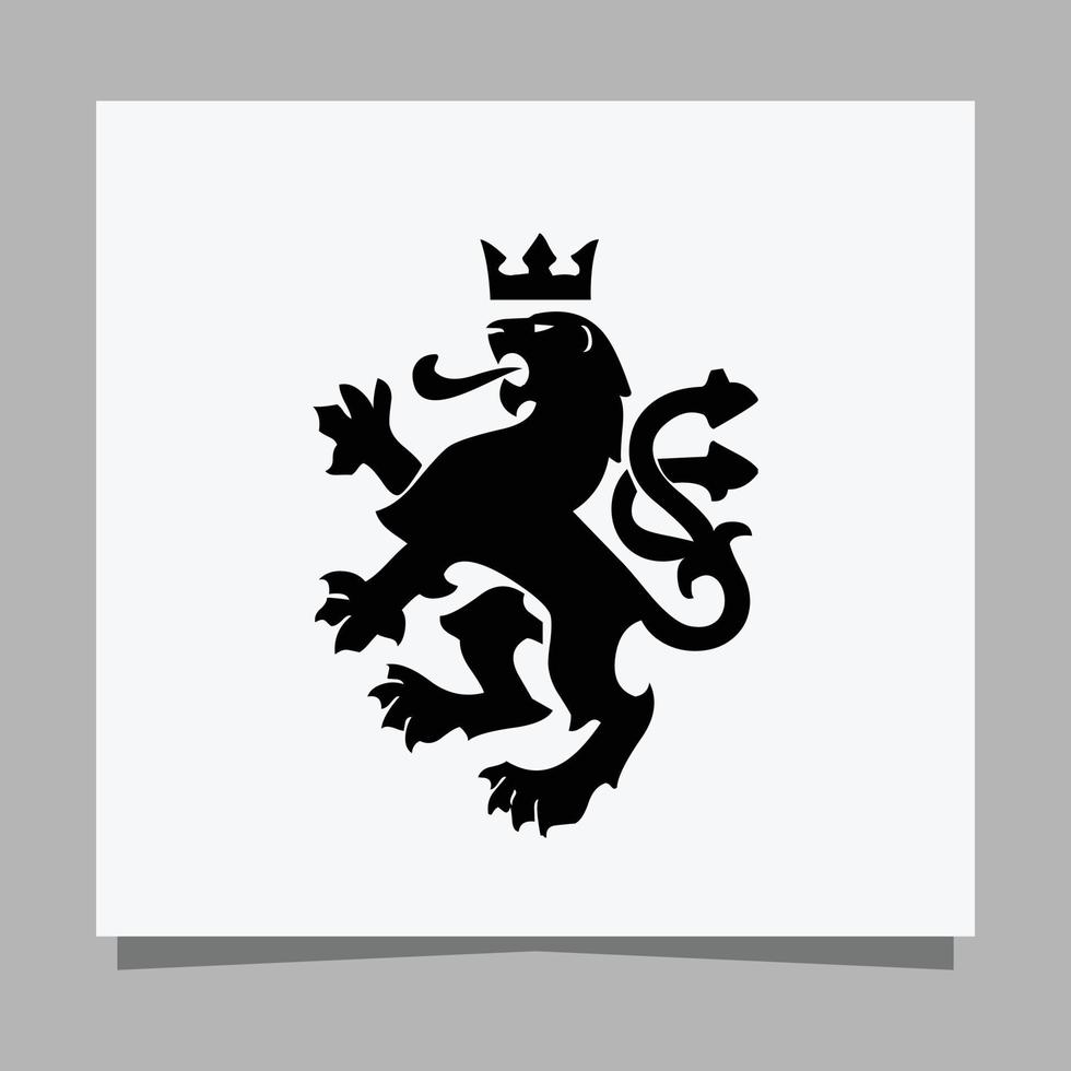 black lion logo on white paper with shadow perfect for business logos and business cards vector