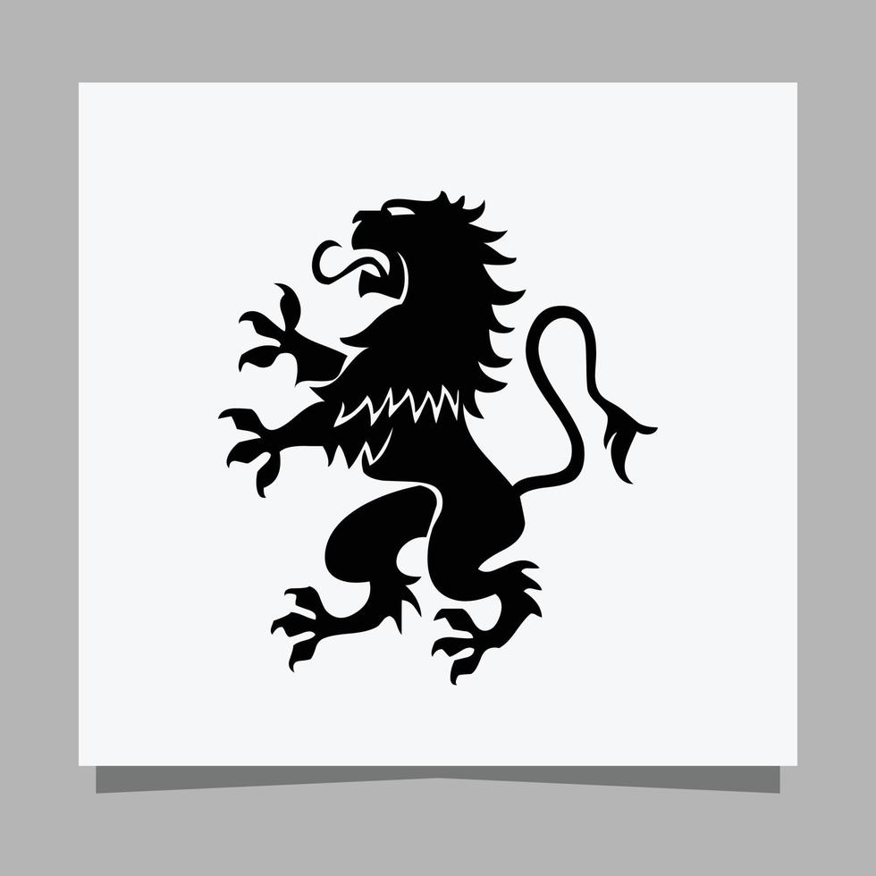 black lion logo on white paper with shadow perfect for business logos and business cards vector