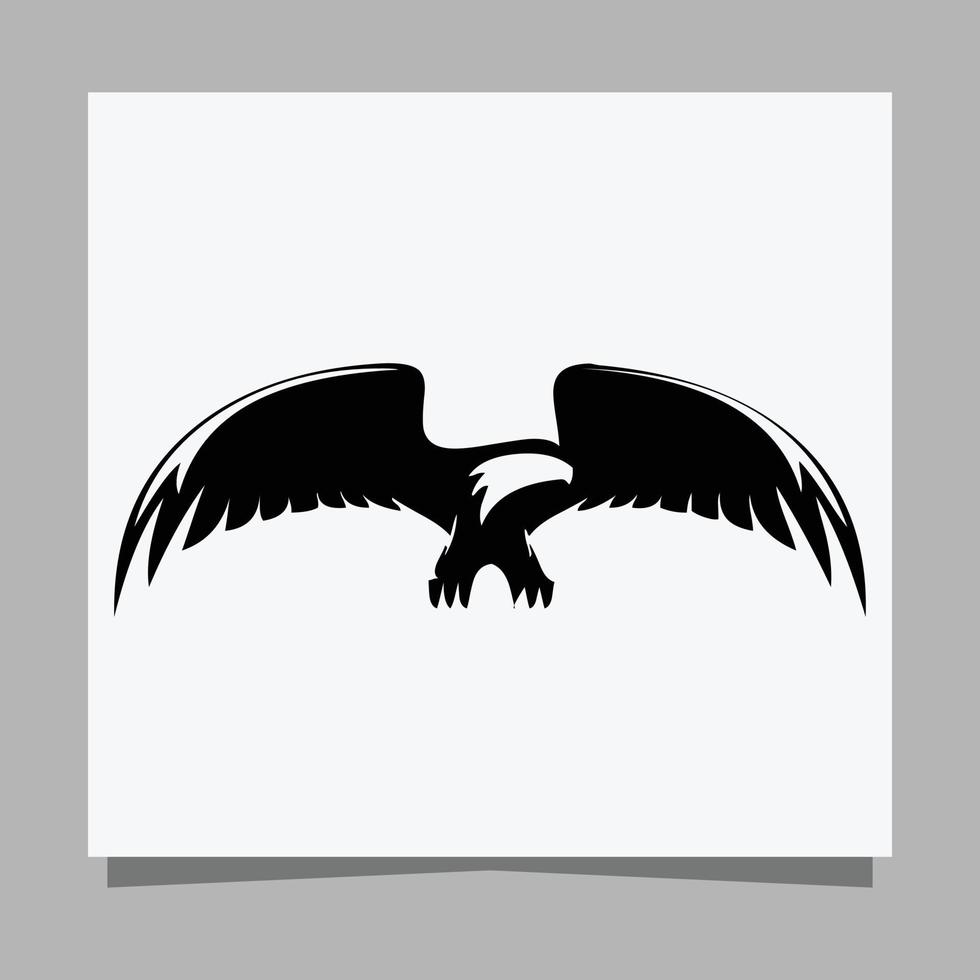 el águila negra vectorial sobre papel blanco es perfecta para logotipos, ilustraciones, pancartas, volantes, fondos de pantalla vector