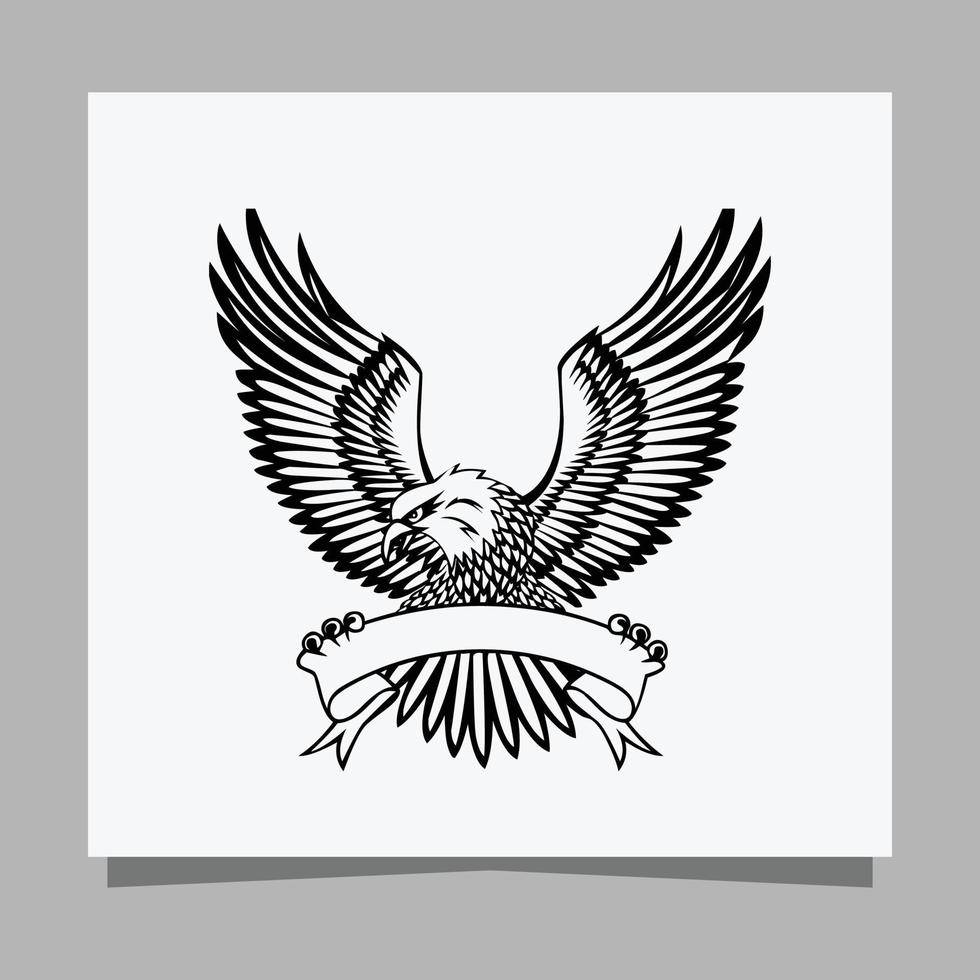 vector black eagle on white paper is perfect for logos, illustrations, banners, flyers, wallpapers