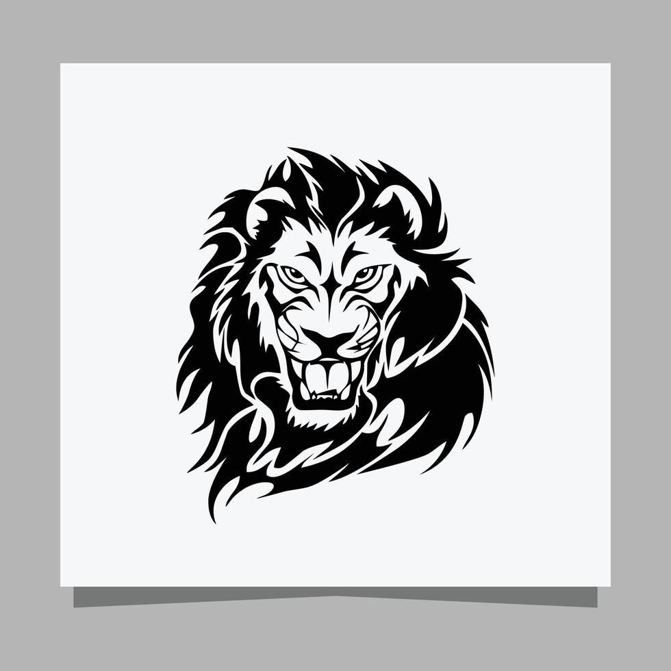 black lion logo on white paper with shadow perfect for business logos and business cards vector