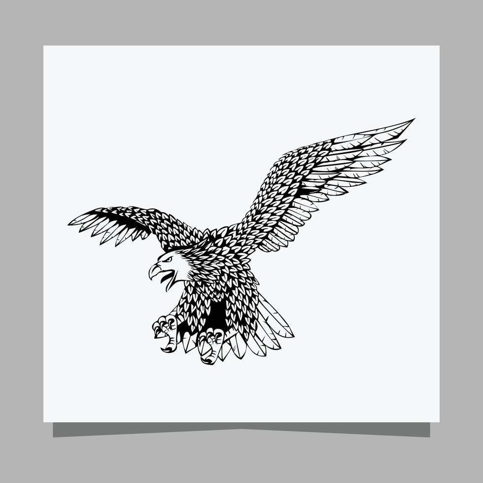 vector black eagle on white paper is perfect for logos, illustrations, banners, flyers, wallpapers