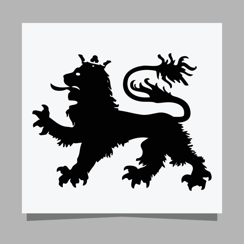 black lion logo on white paper with shadow perfect for business logos and business cards vector