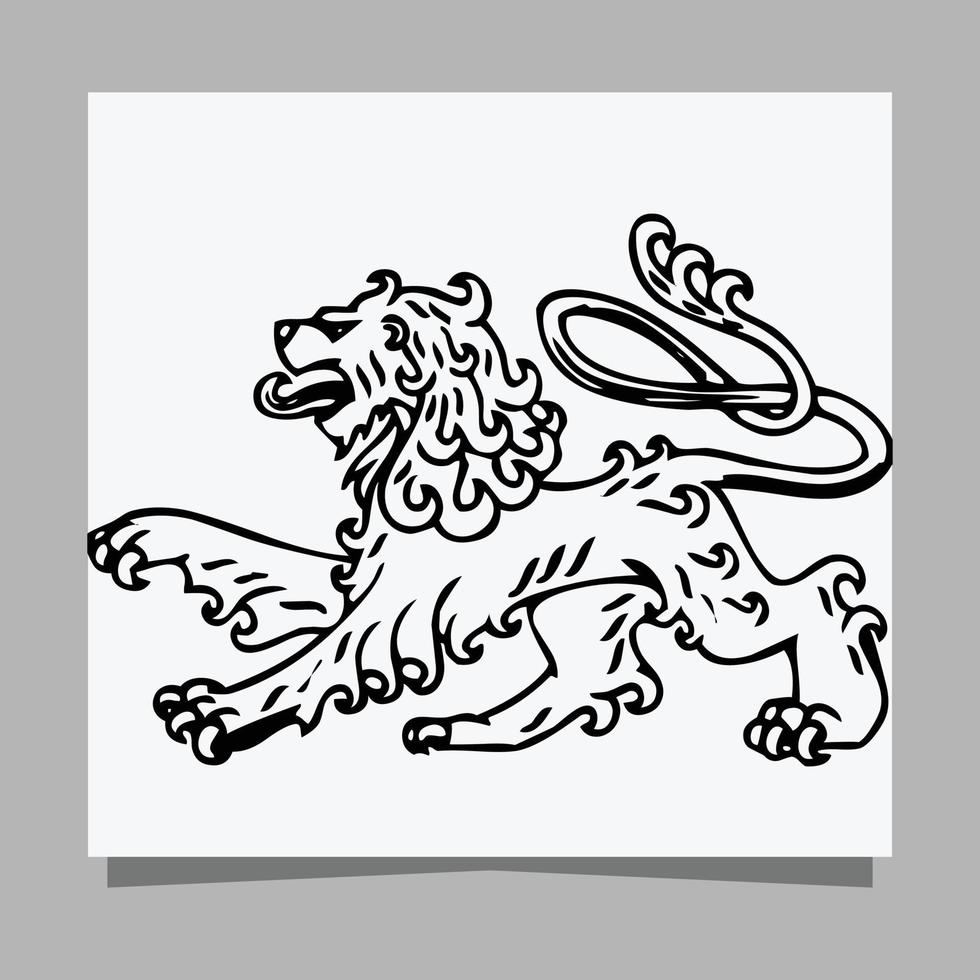 logo de león negro en papel blanco con sombra perfecto para logos de negocios y tarjetas de negocios vector