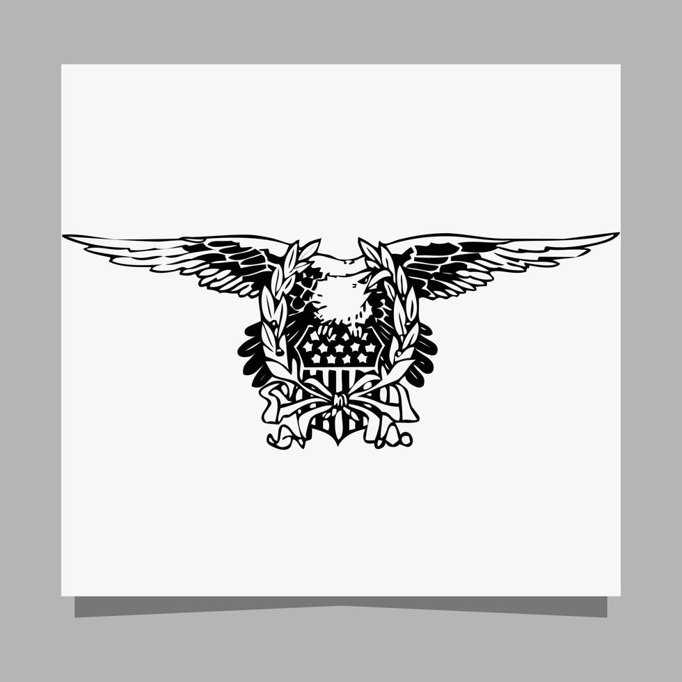 vector black eagle on white paper is perfect for logos, illustrations, banners, flyers, wallpapers