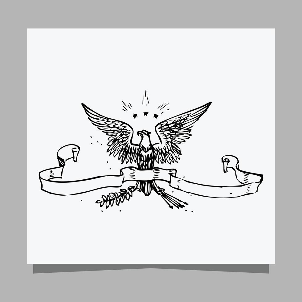 vector black eagle on white paper is perfect for logos, illustrations, banners, flyers, wallpapers