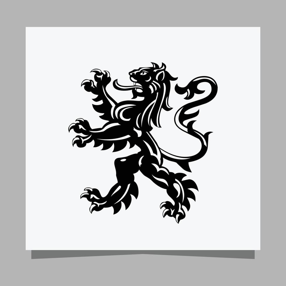 black lion logo on white paper with shadow perfect for business logos and business cards vector