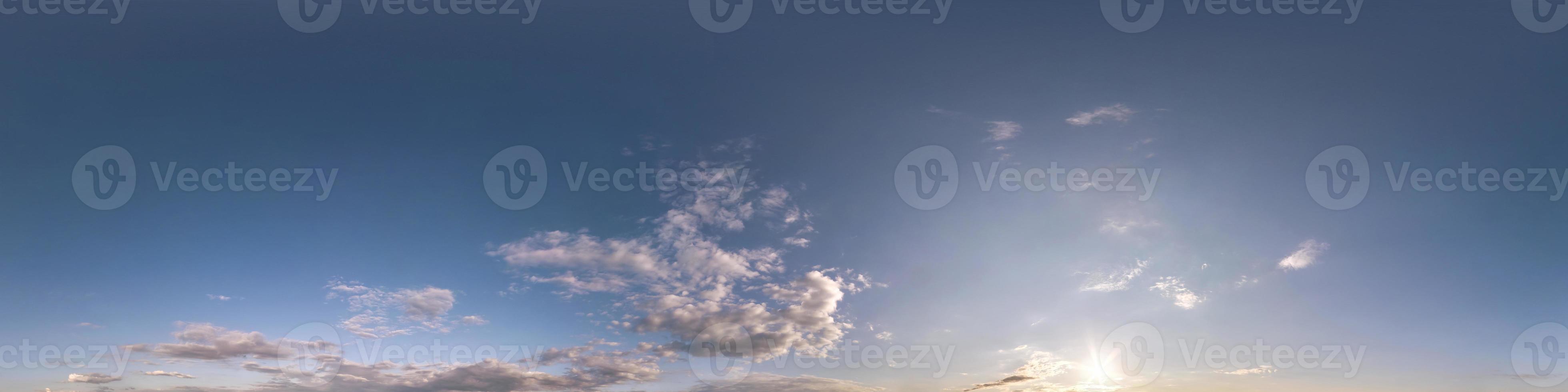 clear blue sky hdri 360 panorama in seamless projection with zenith for use in 3d graphics or game development as sky dome or edit drone shot for sky replacement photo