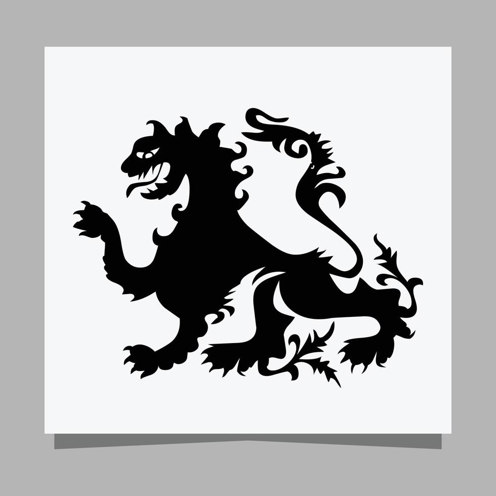 black lion logo on white paper with shadow perfect for business logos and business cards vector