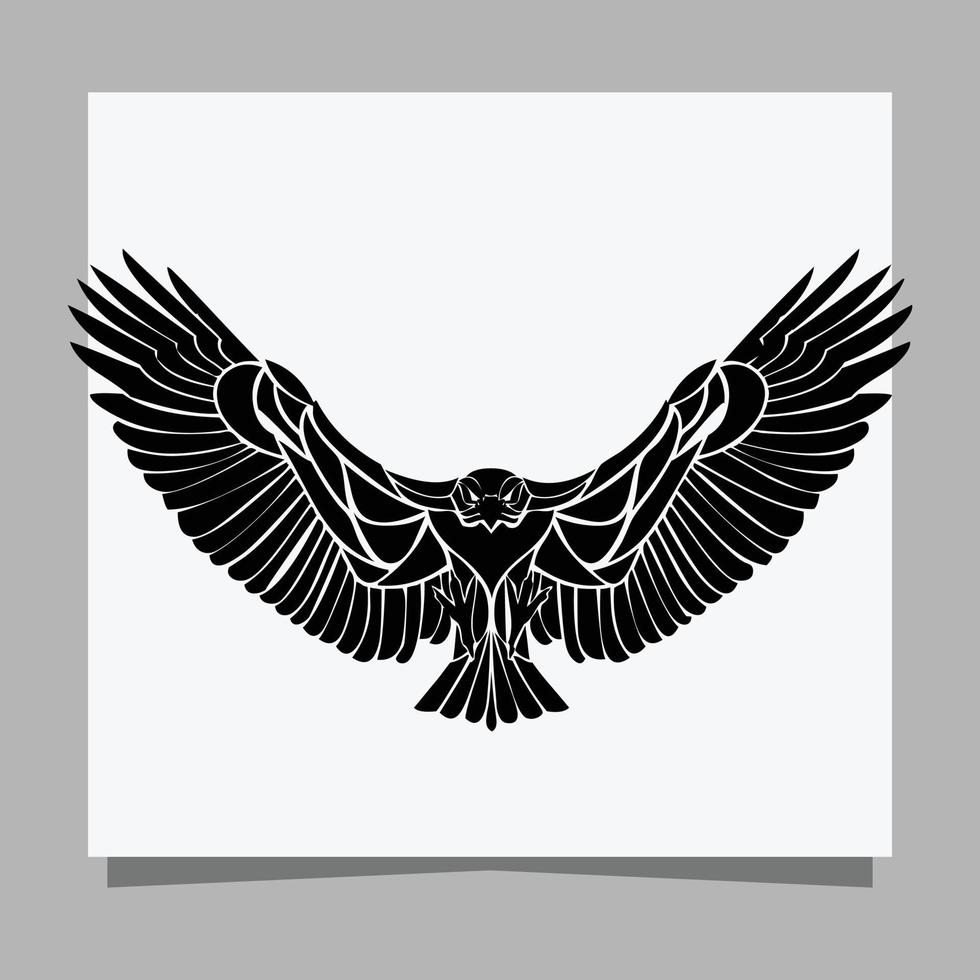 el águila negra vectorial sobre papel blanco es perfecta para logotipos, ilustraciones, pancartas, volantes, fondos de pantalla vector