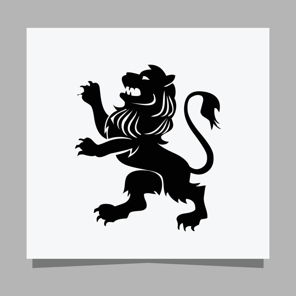 black lion logo on white paper with shadow perfect for business logos and business cards vector