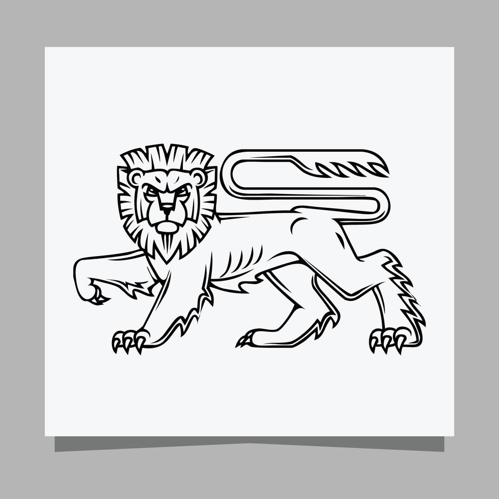 black lion logo on white paper with shadow perfect for business logos and business cards vector