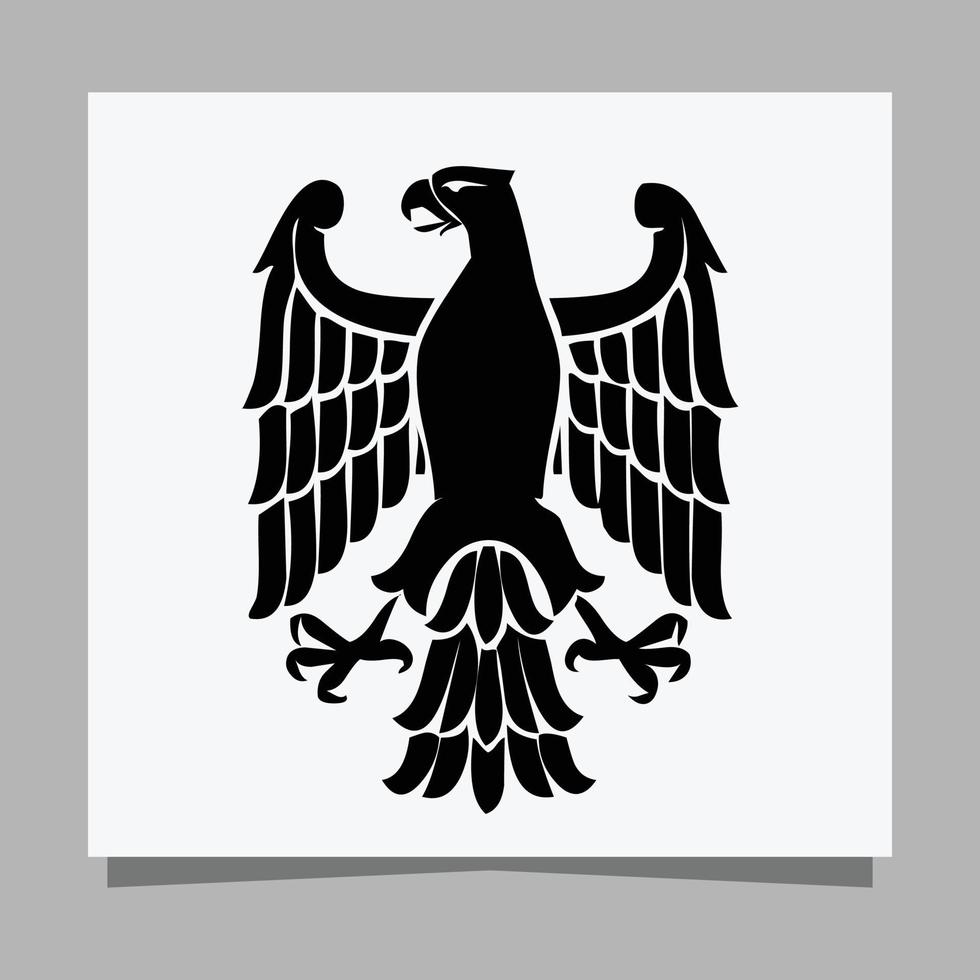 Vector illustration of a black eagle on white paper which is perfect for logos, business cards, emblems and icons.