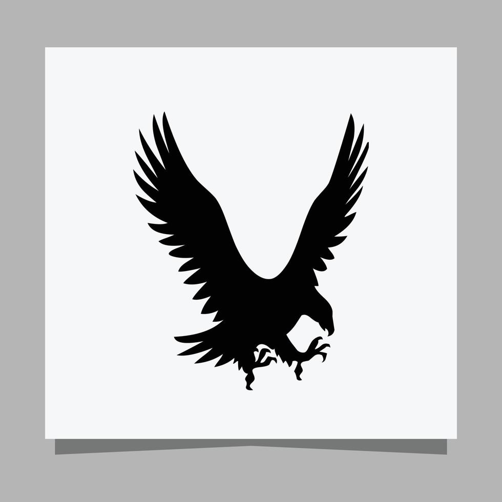 Vector illustration of a black eagle on white paper which is perfect for logos, business cards, emblems and icons.