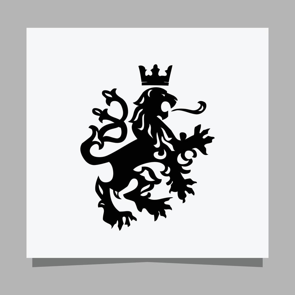 black lion logo on white paper with shadow perfect for business logos and business cards vector