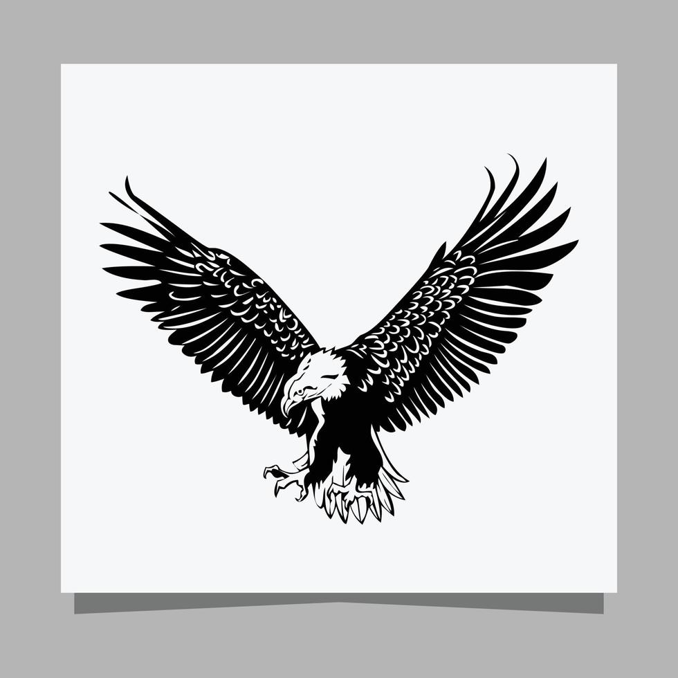 el águila negra vectorial sobre papel blanco es perfecta para logotipos, ilustraciones, pancartas, volantes, fondos de pantalla vector