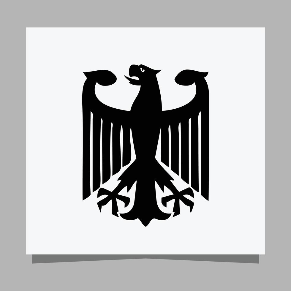 Vector illustration of a black eagle on white paper which is perfect for logos, business cards, emblems and icons.