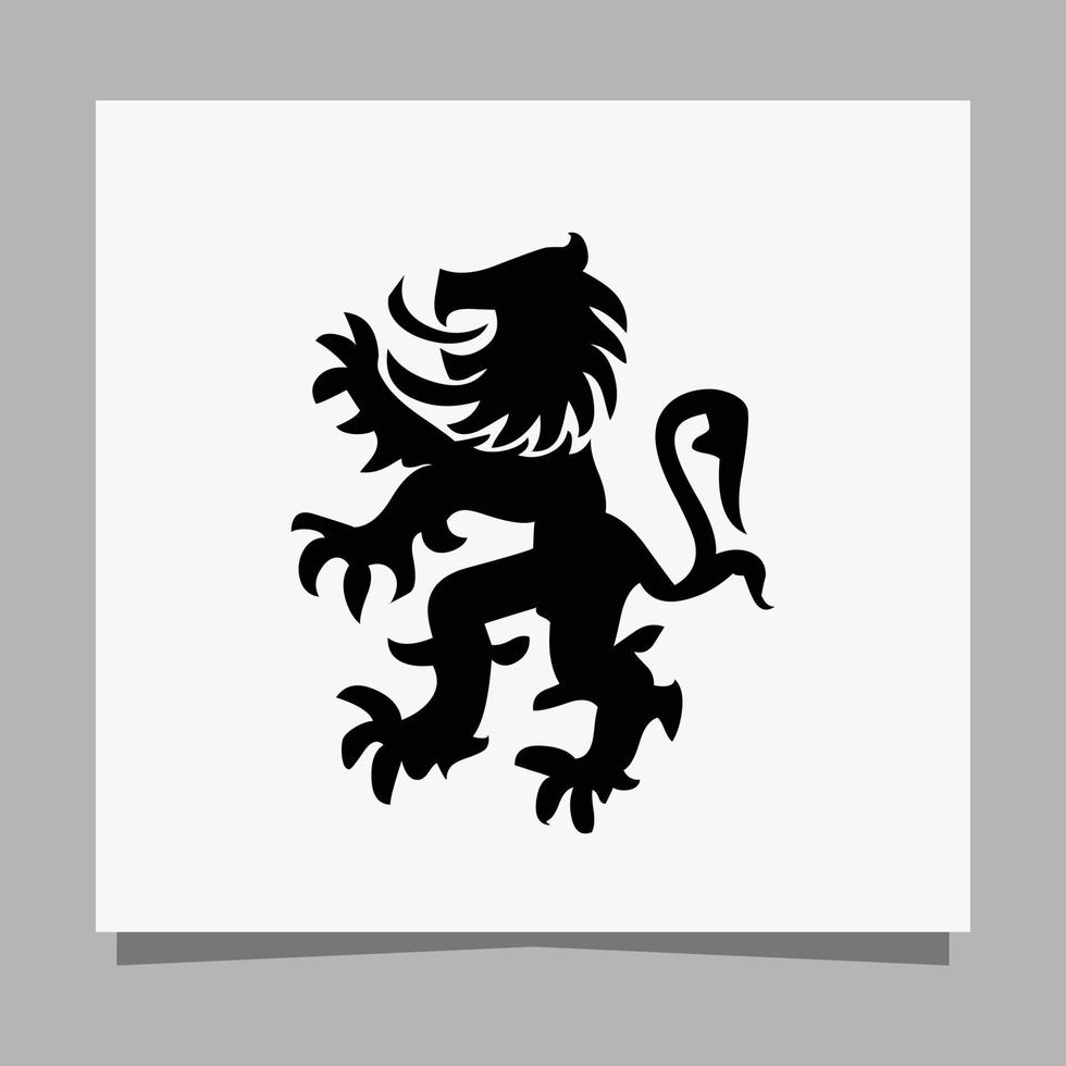 black lion logo on white paper with shadow perfect for business logos and business cards vector
