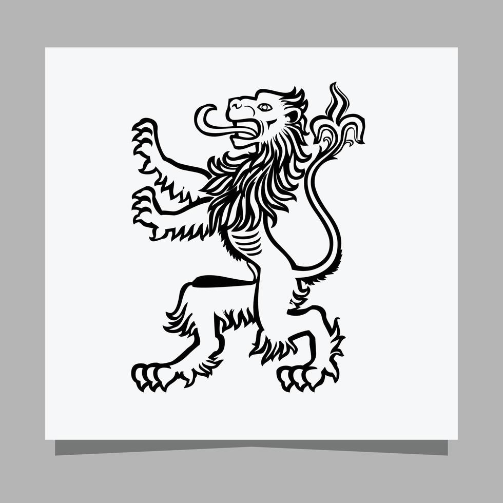 black lion logo on white paper with shadow perfect for business logos and business cards vector