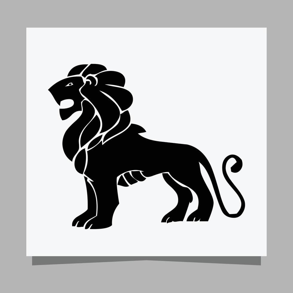 black lion logo on white paper with shadow perfect for business logos and business cards vector