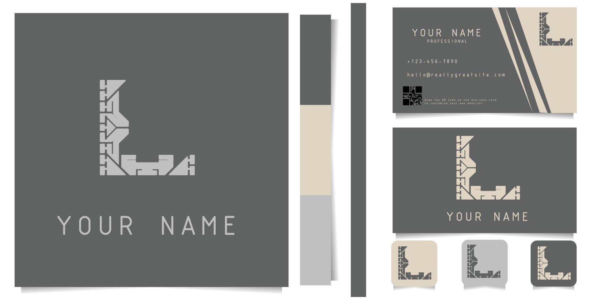 logo with business card design grey and white vector