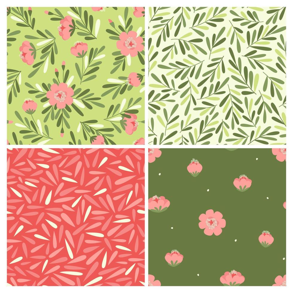 Set of seamless floral patterns for women's fabric vector