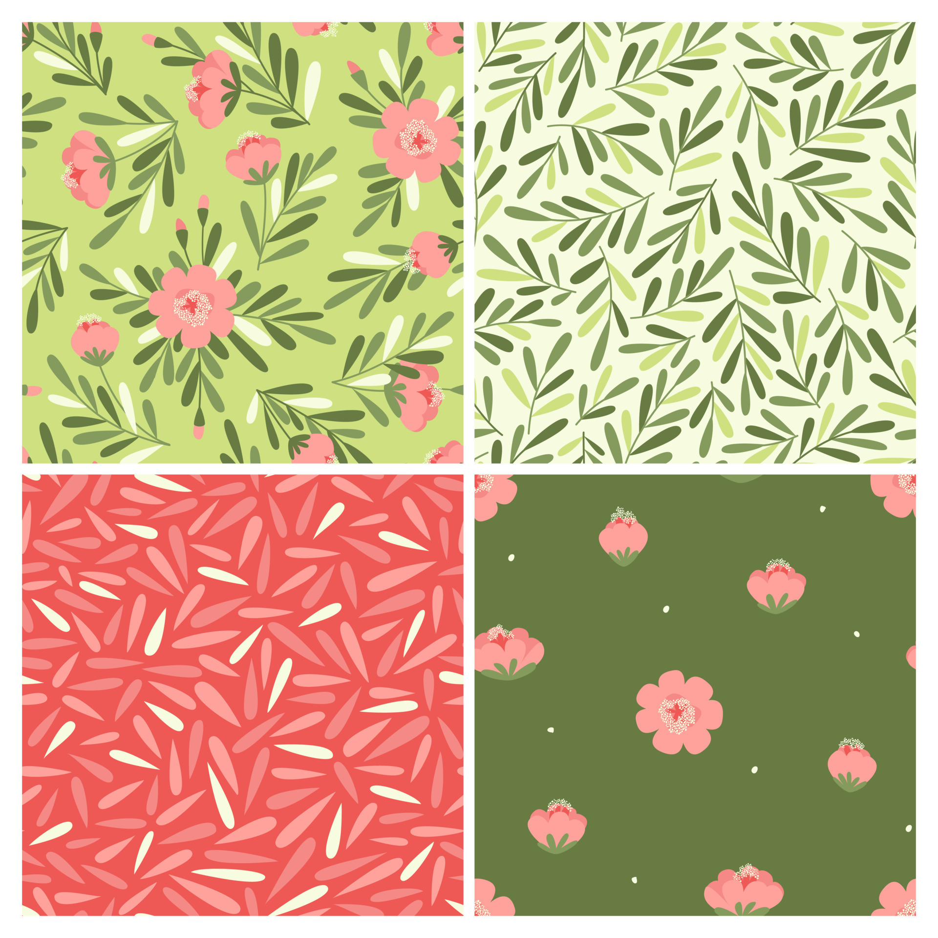 set-of-seamless-floral-patterns-for-women-s-fabric-10929013-vector-art