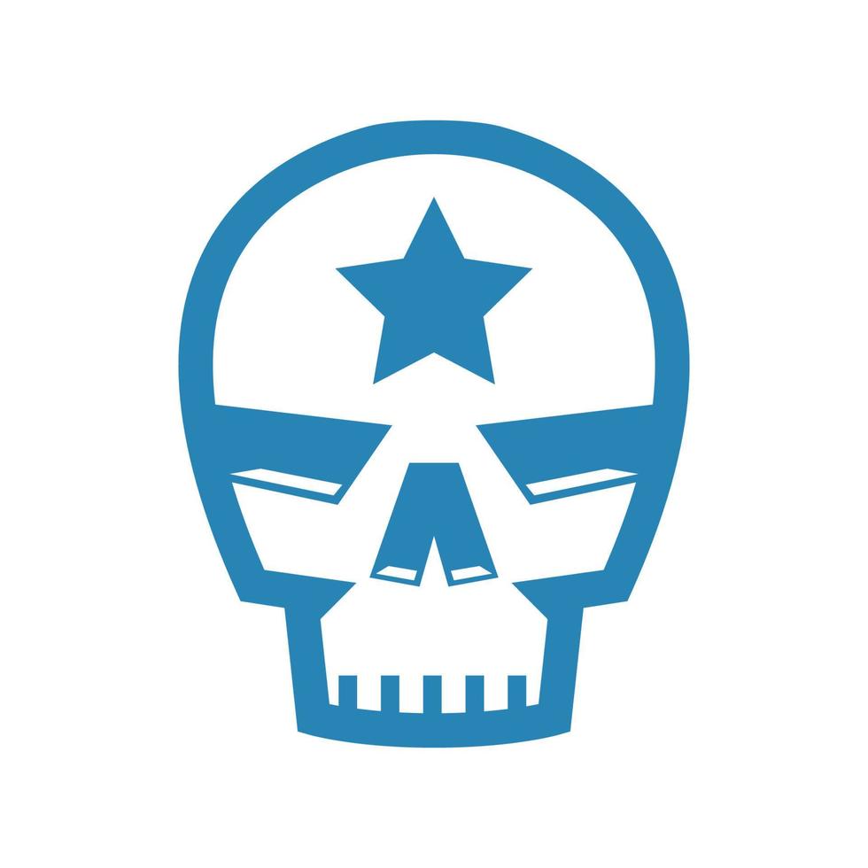 blue skull with with an asterisk on his forehead vector illustration