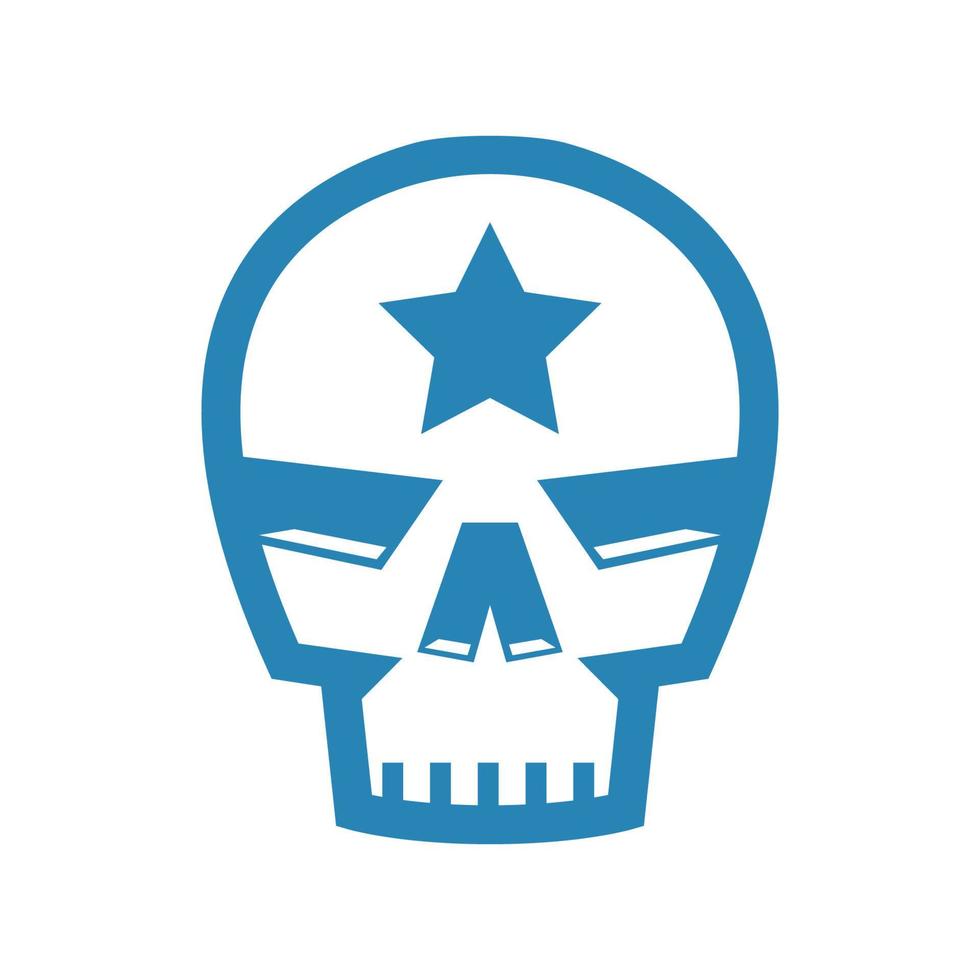 blue skull with with an asterisk on his forehead vector illustration