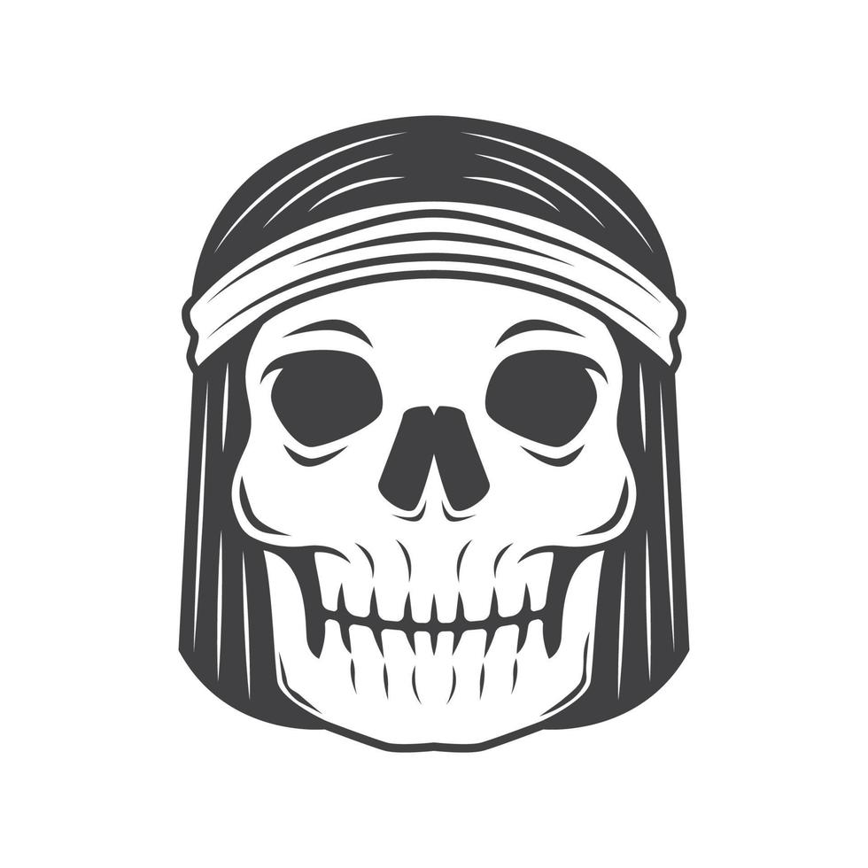 long hair skull with headband vector