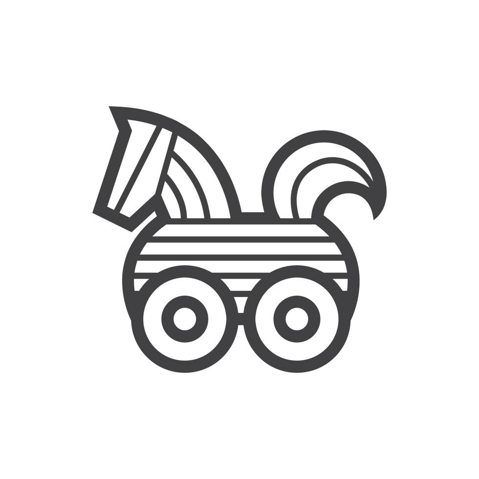 trojan horse logo vector black and white vector illustration