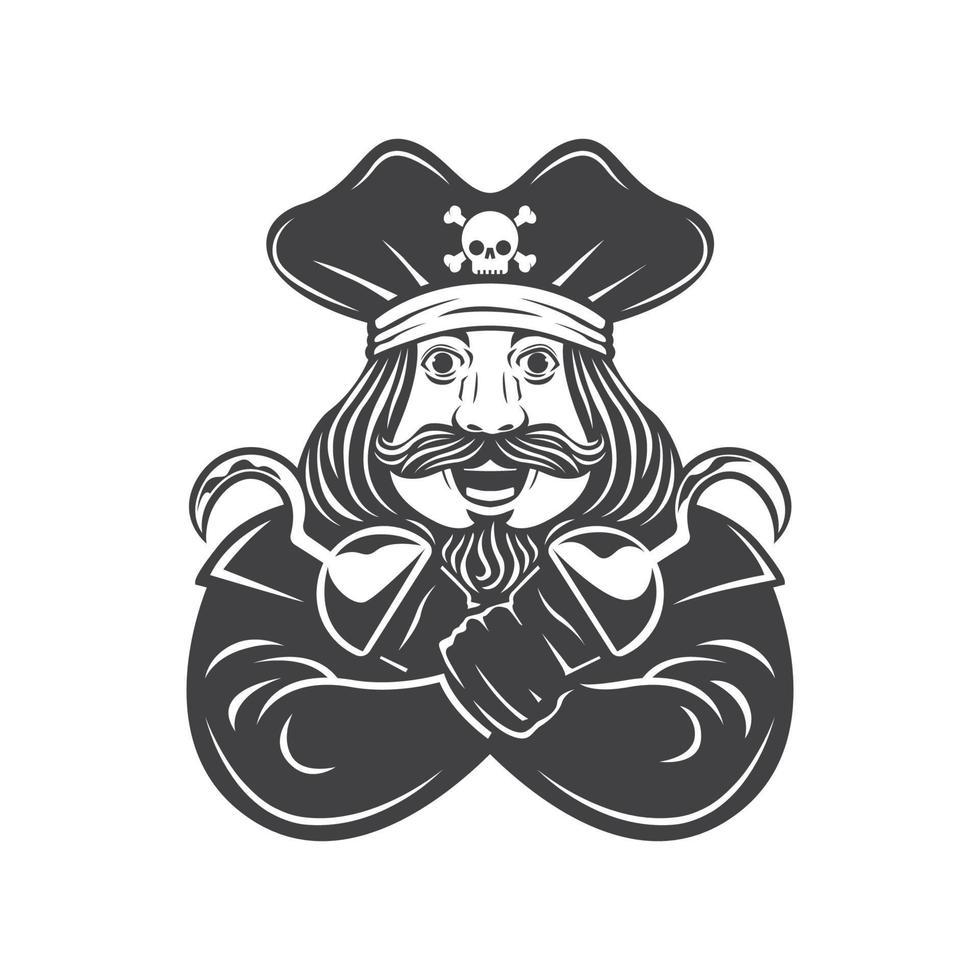 Piratas hombre blanco y negro ilustración vectorial vector